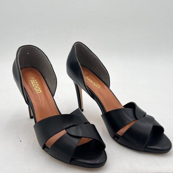 Pazzion Black Women Sexy Open Almond Toe High Heeled D'Orsay Pumps - Picture 2 of 7